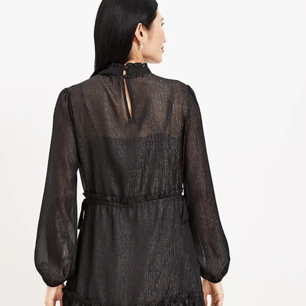 LOFT smocked Neck Tiered Swing Dress - Picture 2 of 2